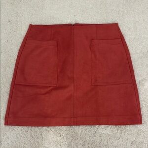 LOFT Red Faux Suede Skirt